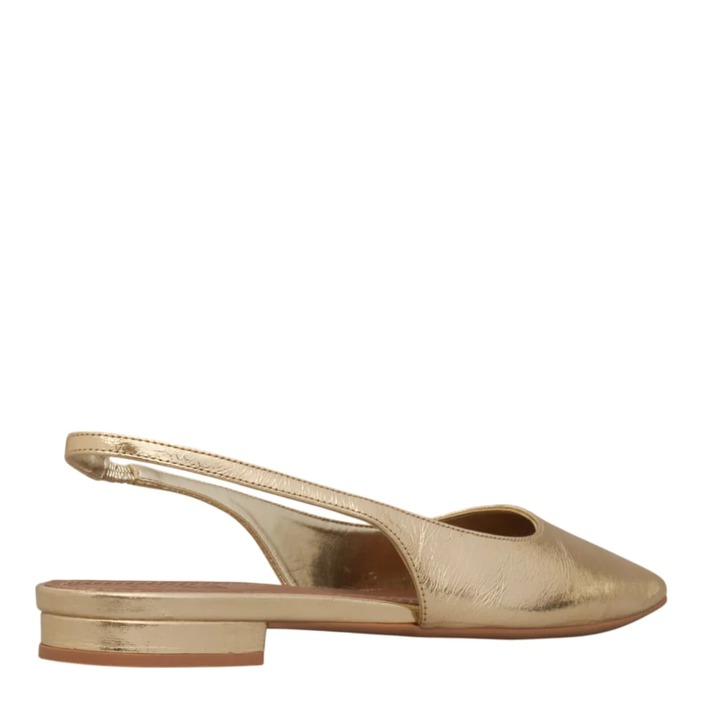 Sapatilha Slingback Couro Metalizado Dourado - vista 3 de 4