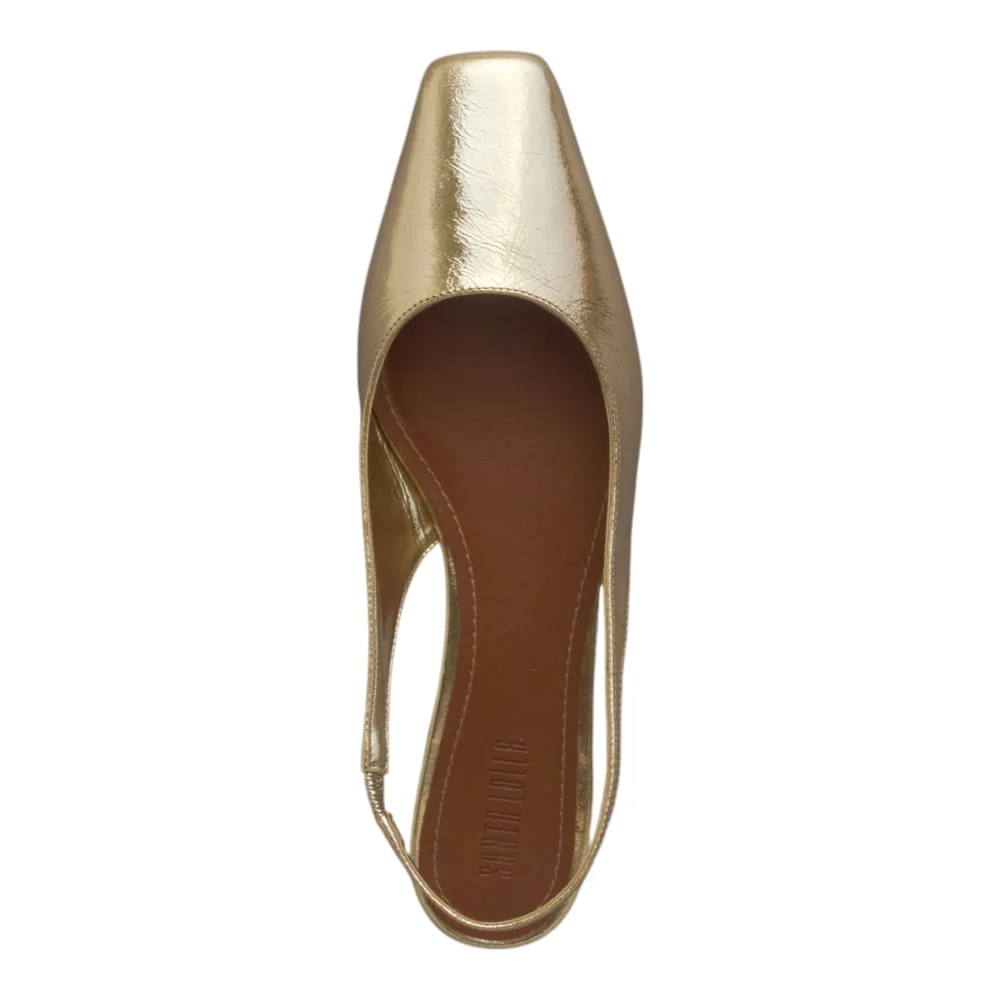 Sapatilha Slingback Couro Metalizado Dourado - vista 4 de 4