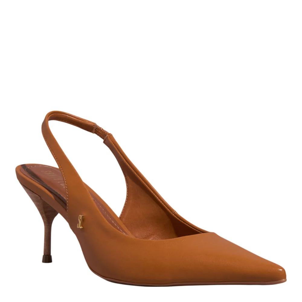 Scarpin Slingback Salto Agulha Caramelo - vista 2 de 3
