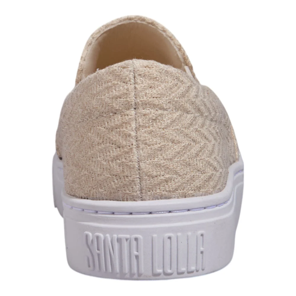 Tênis Slip On Tecido Dourado - vista 4 de 5