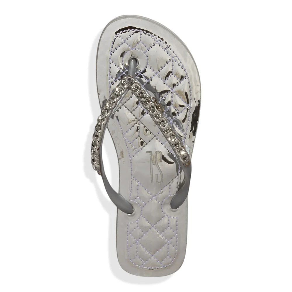 Chinelo Flip Flop Metalizado Specchio Corrente Prata - vista 5 de 5