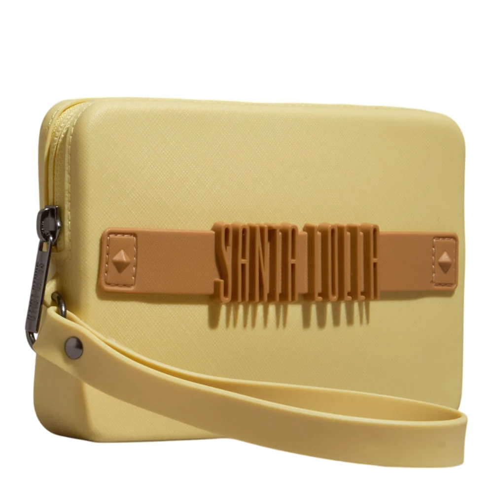 Clutch Borracha Amarela Alça de Mão - vista 2 de 3