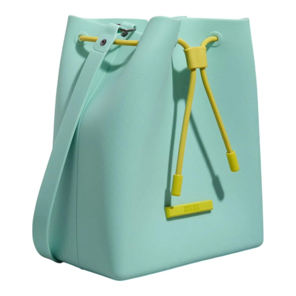 Bolsa Bucket Borracha Verde Água Alça Transversal - vista 2 de 3