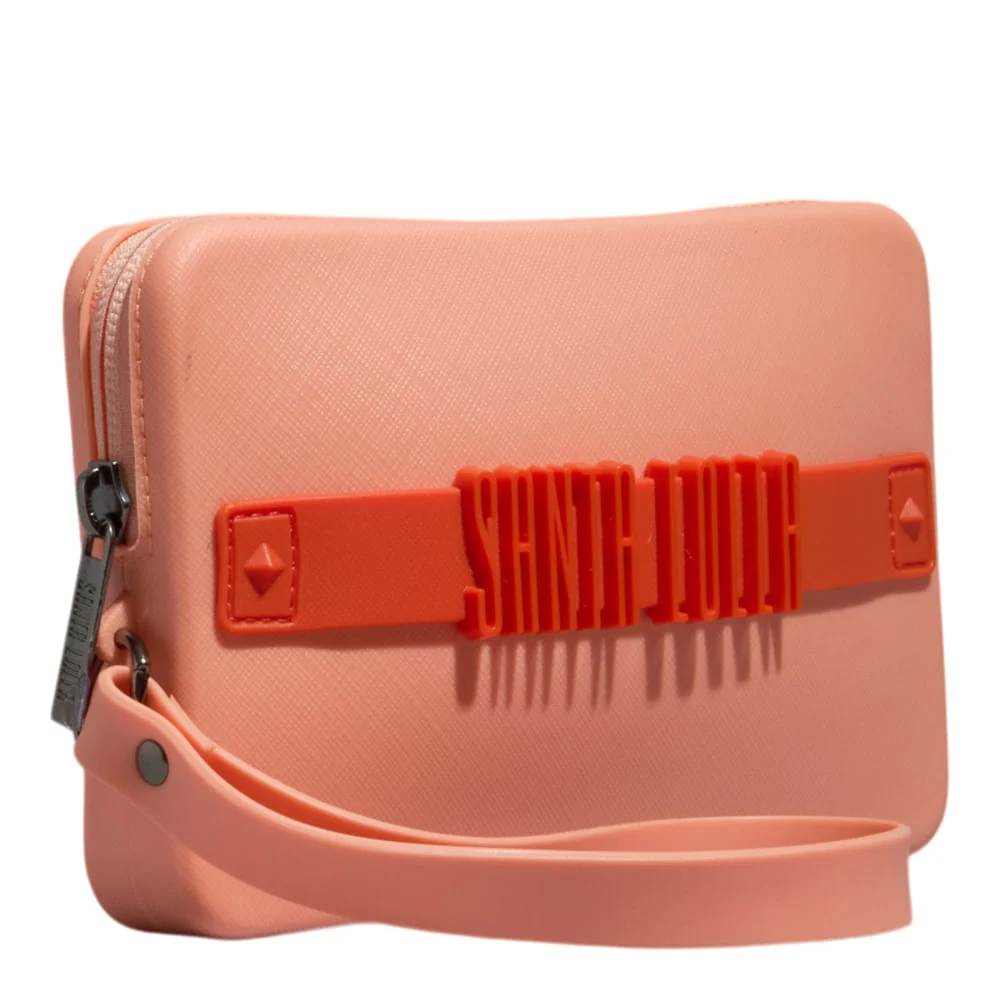 Clutch Borracha Laranja Alça de Mão - vista 2 de 3