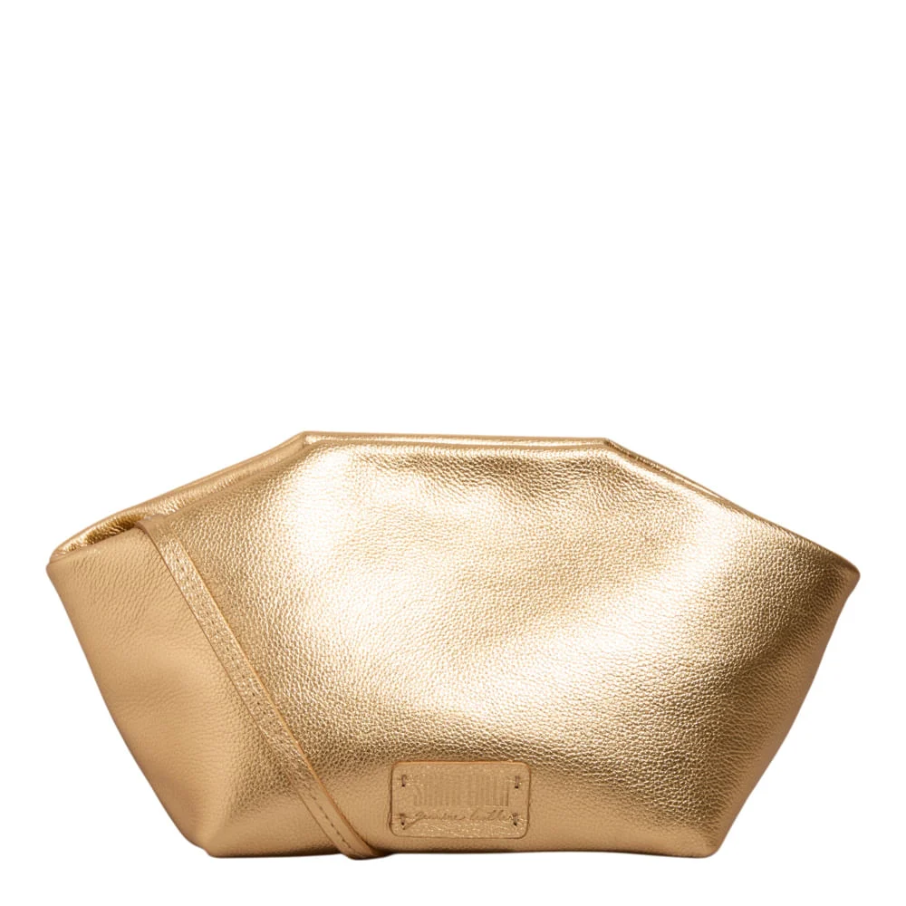 Bolsa M Couro Metalizado Ouro - vista 1 de 3