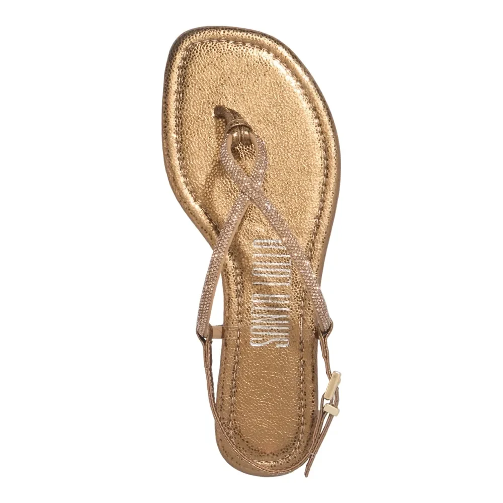 Rasteira Shiny Brilho Strass Tecido Bronze - vista 3 de 3