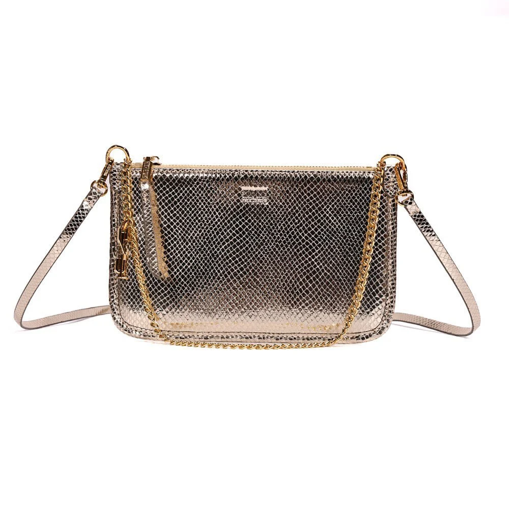 Bolsa Clutch Transversal Metalizado Dourado - vista 1 de 8
