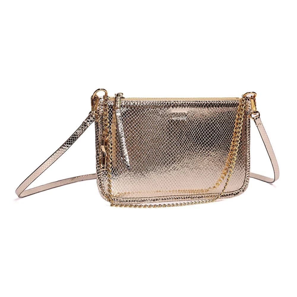 Bolsa Clutch Transversal Metalizado Dourado - vista 2 de 8