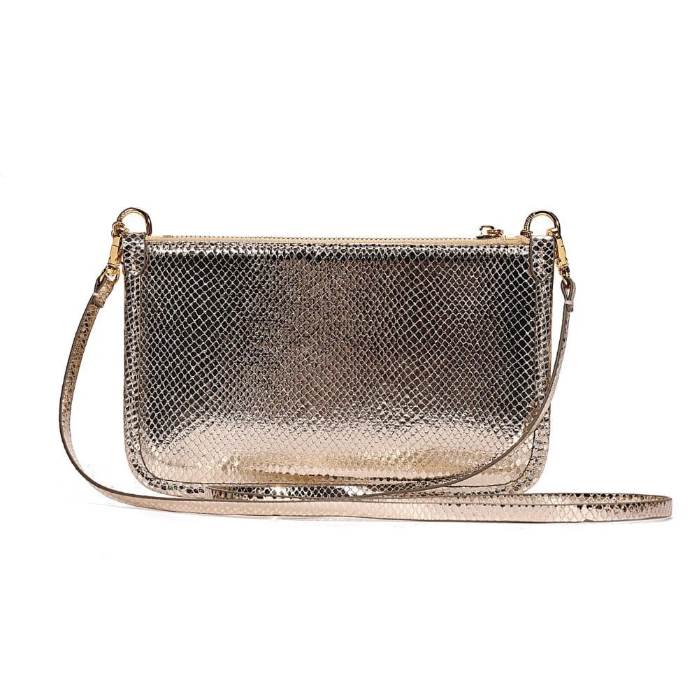 Bolsa Clutch Transversal Metalizado Dourado - vista 5 de 8