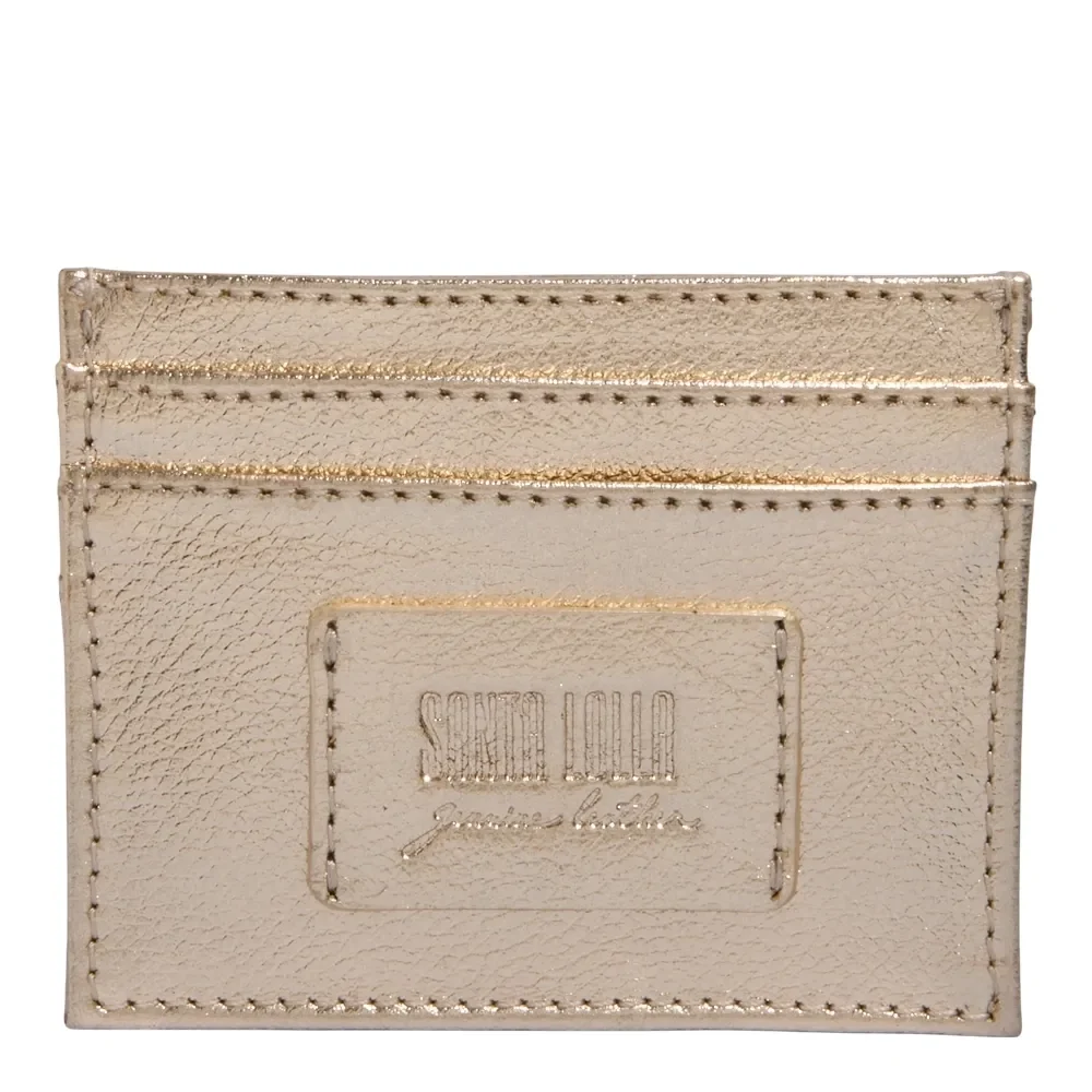 Porta Cartão Couro Metalizado Dourado - vista 1 de 3
