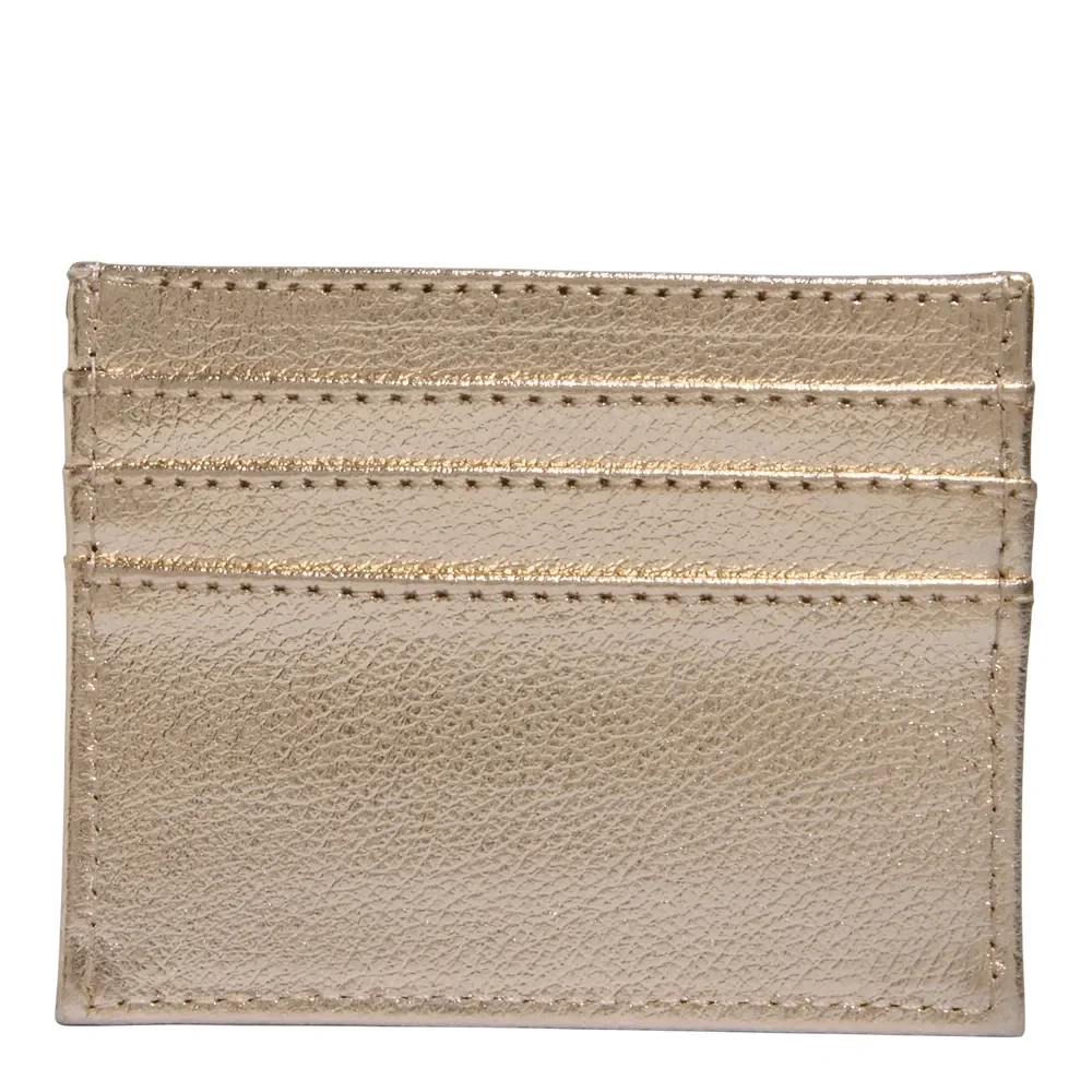 Porta Cartão Couro Metalizado Dourado - vista 2 de 3