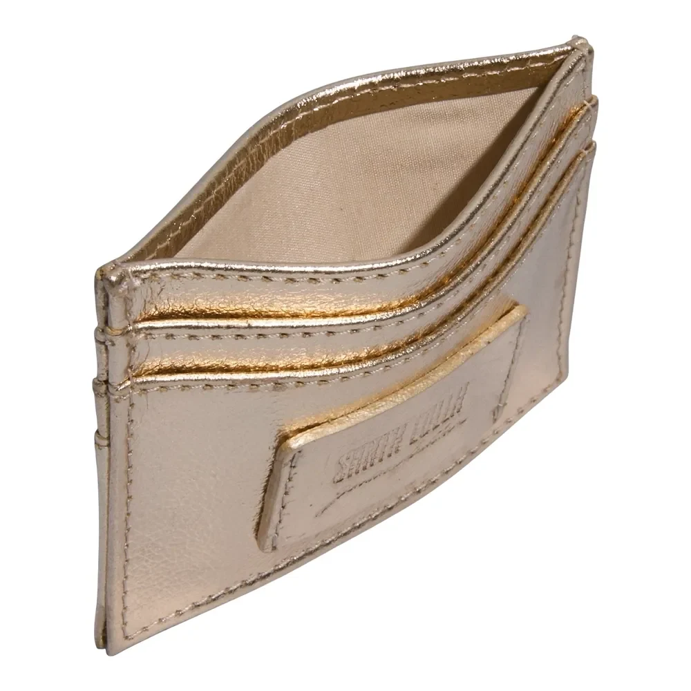 Porta Cartão Couro Metalizado Dourado - vista 3 de 3