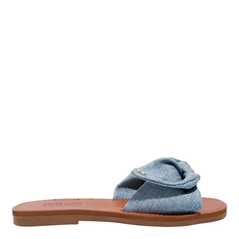 Rasteira Laço Washed Jeans Azul Blue - vista 1 de 4