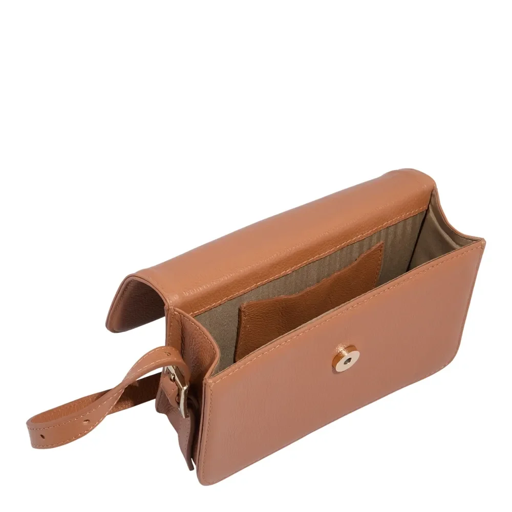 Bolsa Pequena Couro Floater Marrom Safari Alça Transversal - vista 3 de 3