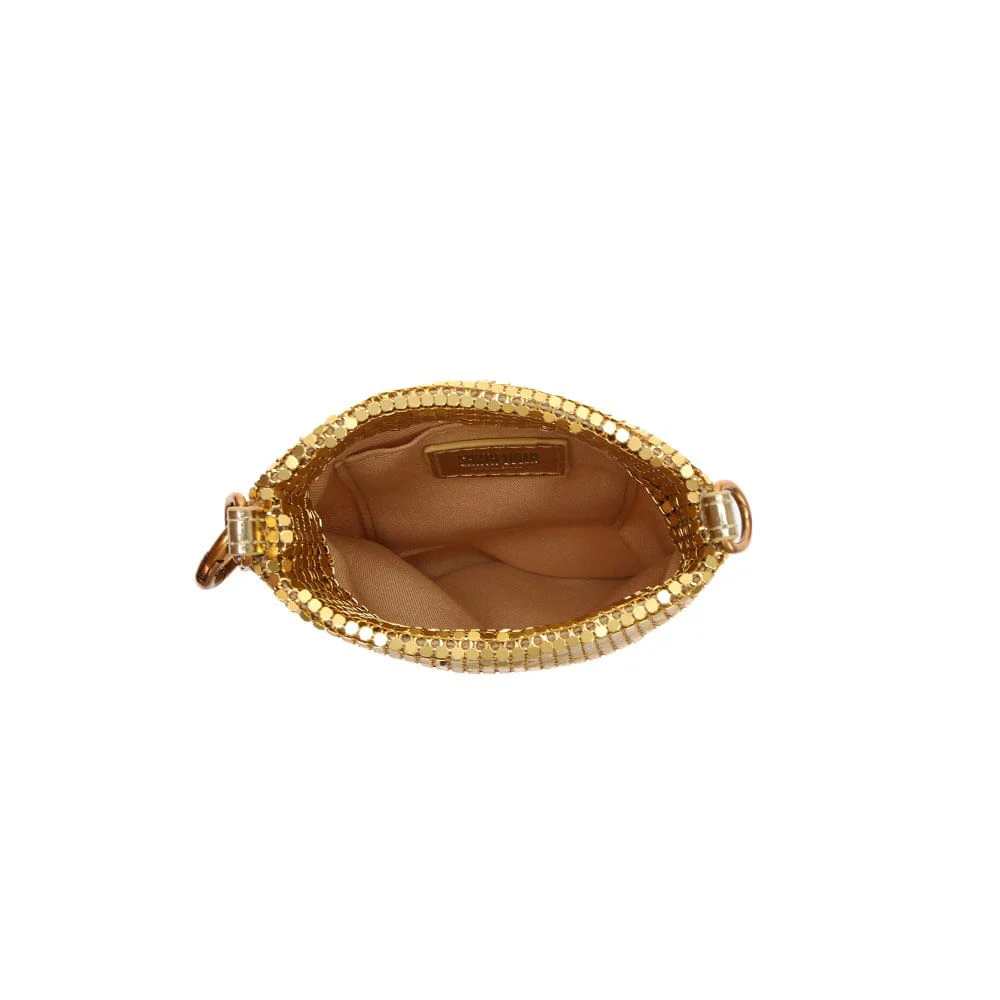 Bolsa Porta Celular Malha Metal Dourado Alça Transversal - vista 6 de 6