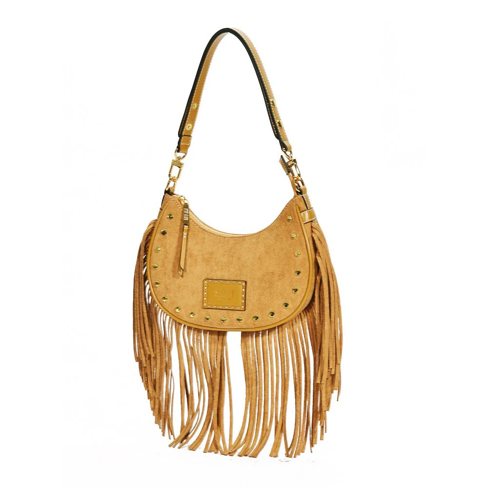 Bolsa Franja Camurça Alça De Ombro Amarelo Mostarda - vista 3 de 8