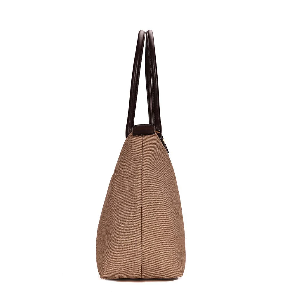 Bolsa Shopper Material Canvas Marrom Dark Alça de Ombro - vista 3 de 6