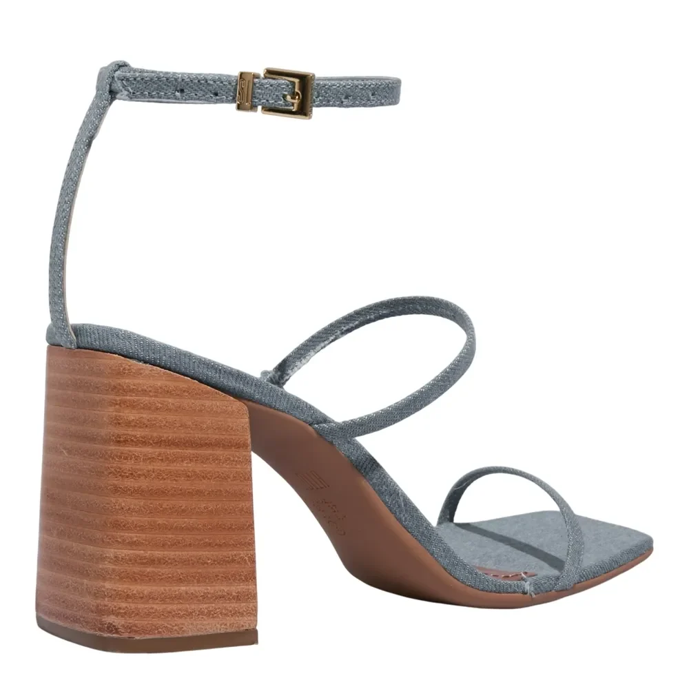Sandalia Lolla Washed Salto Bloco Azul - vista 3 de 3