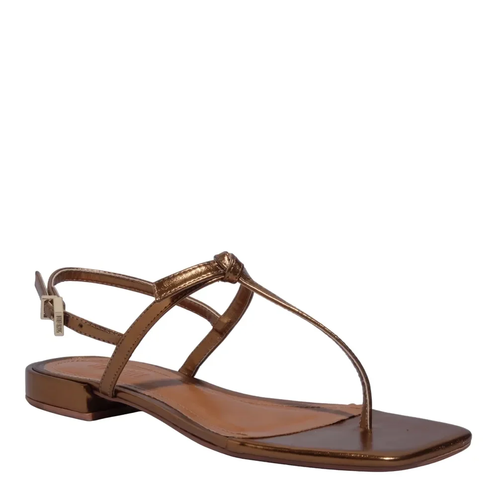 Rasteira Metalizada Bronze Bico Quadrado - vista 2 de 4