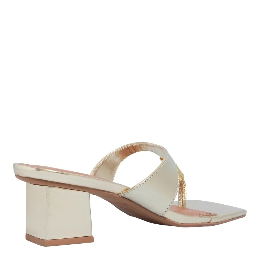 Mule De Dedo Metalizado Reflexo Dourado Salto Grosso - vista 3 de 3