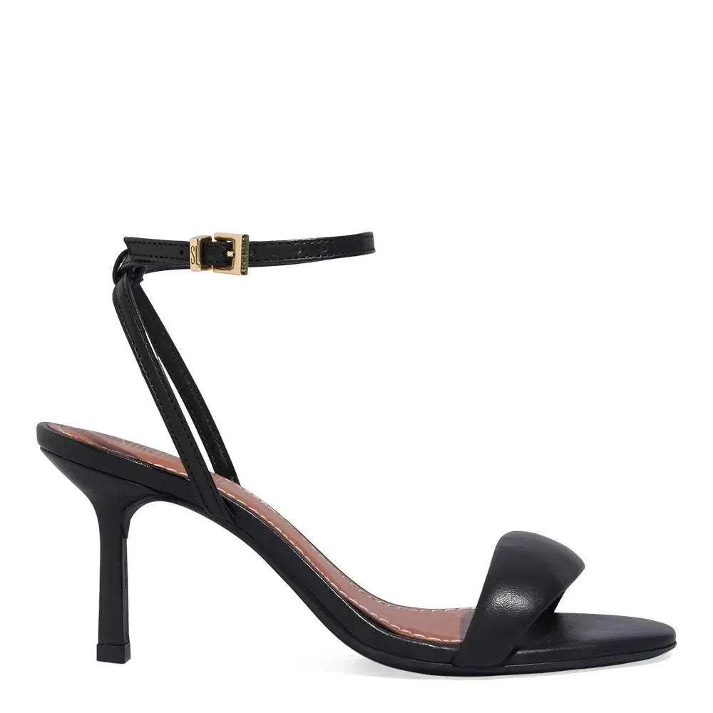 Sandália Couro Nobre Soft Preto Salto Alto Fino - vista 2 de 3
