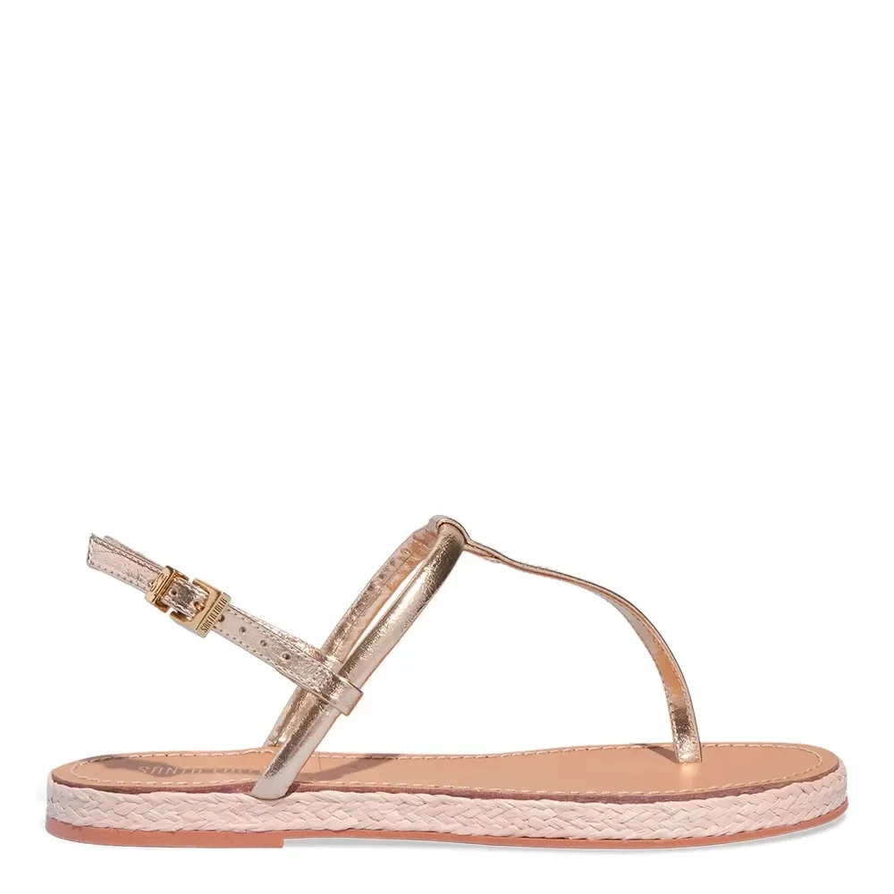 Rasteira Espadrille Dourada Metalizada - vista 1 de 4