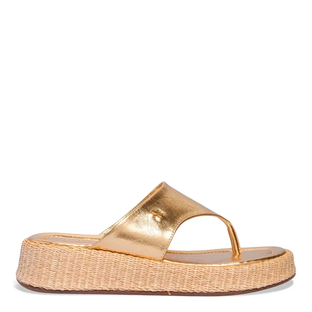 Papete Flatform Thong Dourada Metalizada - vista 1 de 4