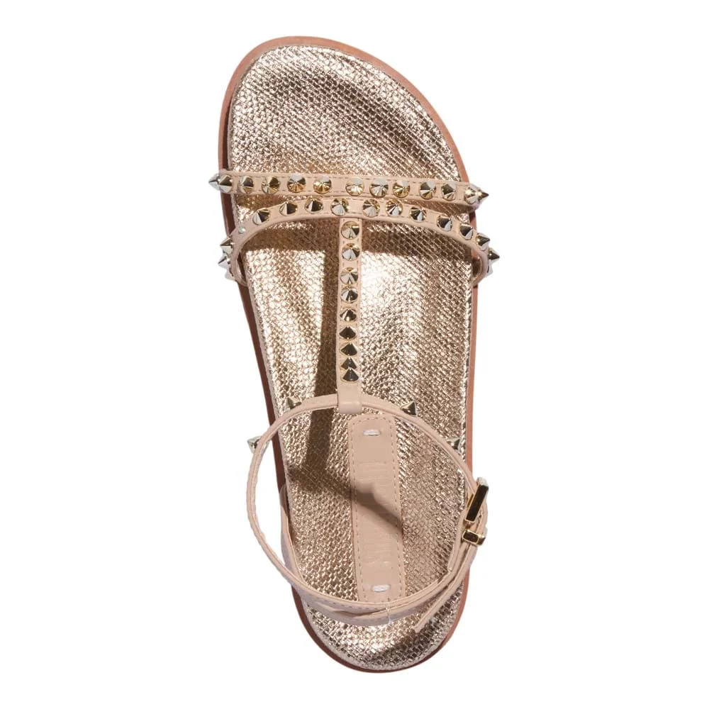 Sandália Papete Ráfia Dourada Spikes - vista 4 de 4