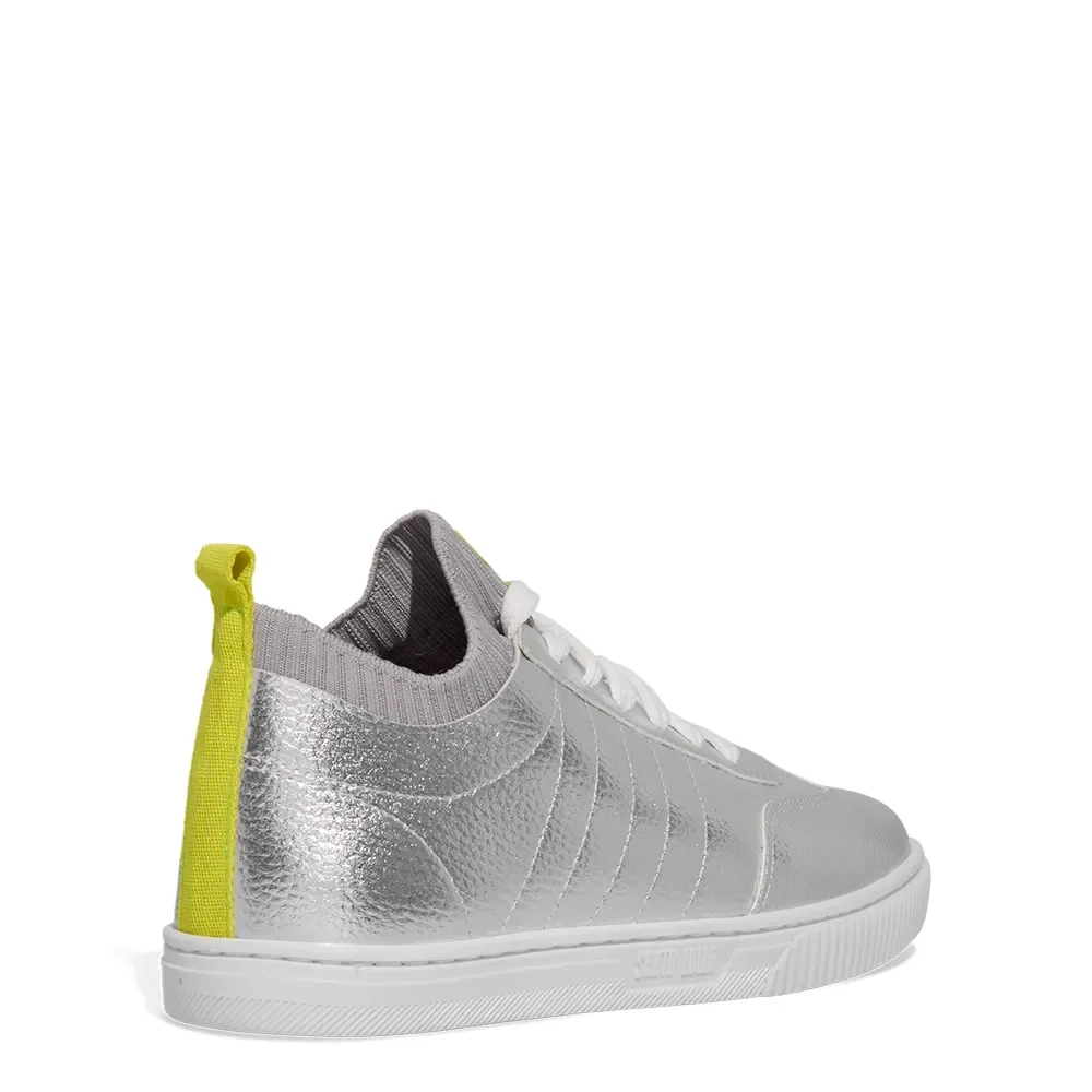 Tênis Floater Metalizado Prata Cano Knit - vista 3 de 4