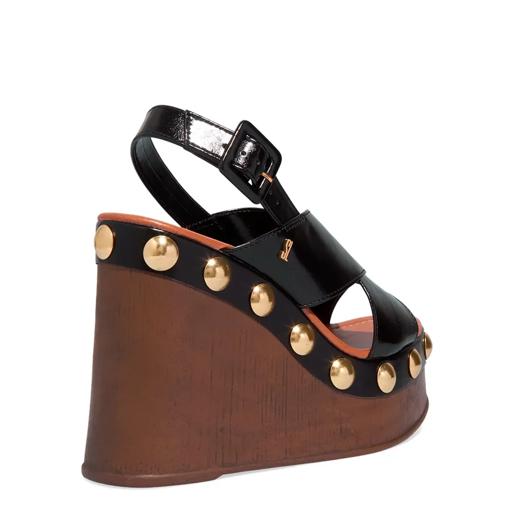 Espadrille Plataforma Napa Preto Tachas - vista 3 de 3
