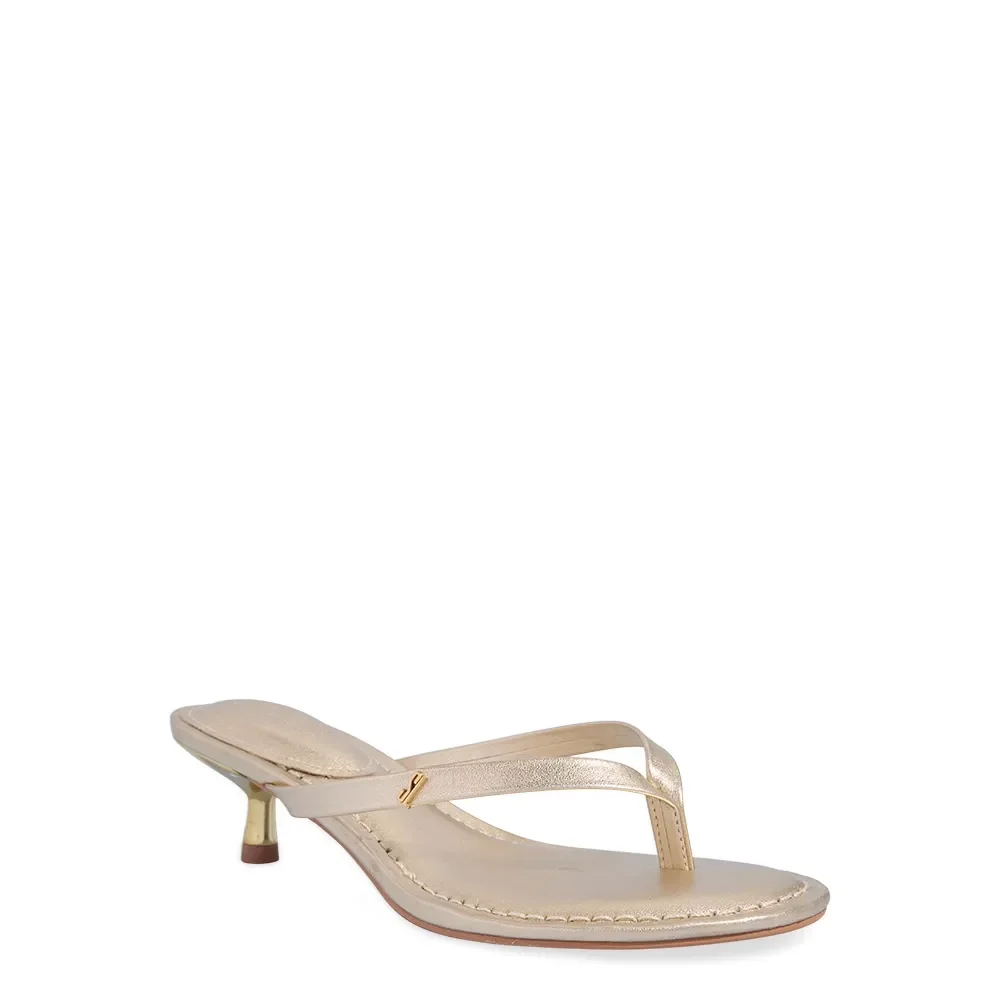 Mule Thong Couro Metalizado Dourado - vista 2 de 3
