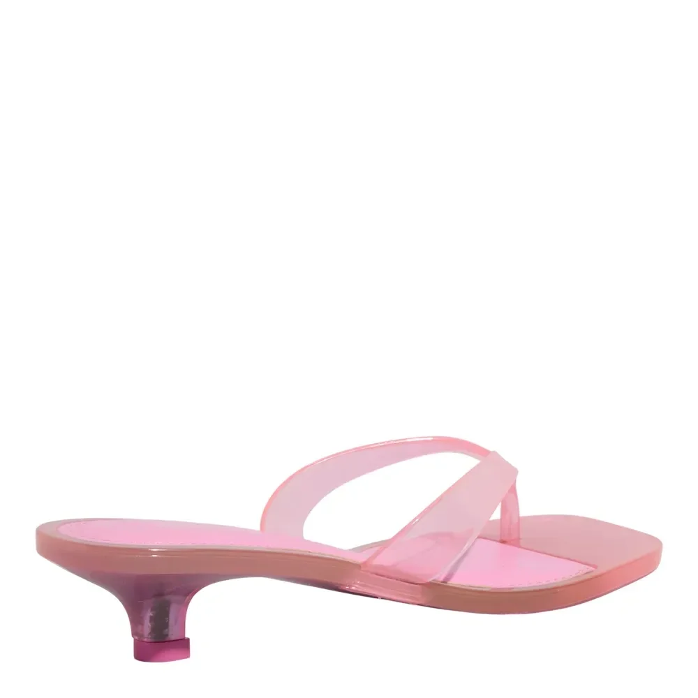 Mule Thong Borracha Rosa Pink Salto Baixo - vista 3 de 4