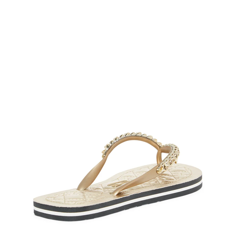 Chinelo Flip Flop Matelassê Metalizado Dourado - vista 3 de 4