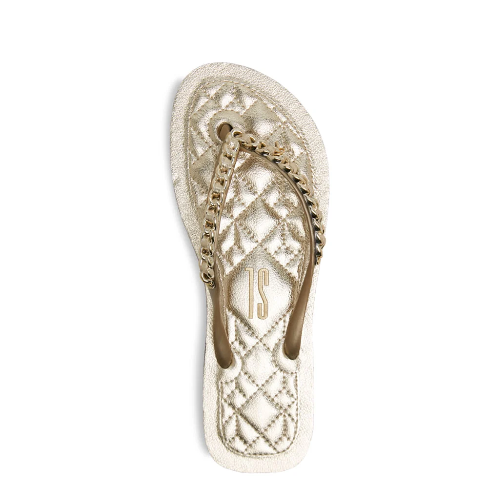 Chinelo Flip Flop Matelassê Metalizado Dourado - vista 4 de 4