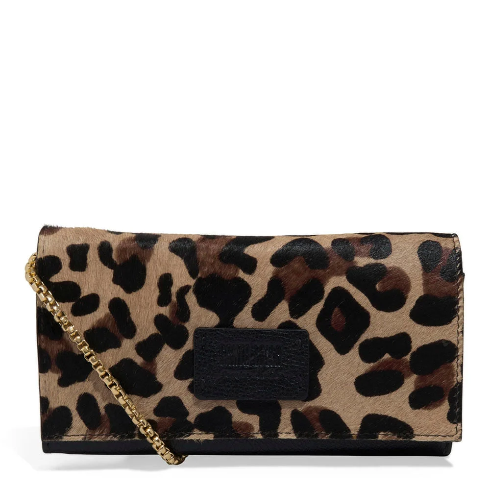 Bolsa Carteira Couro Animal Print Onça Alça de Ombro Corrente - vista 1 de 3