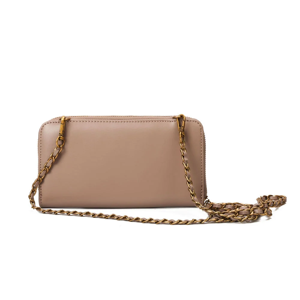 Bolsa Carteira Soft Com Caixa Alça De Ombro Corrente Rose - vista 6 de 8