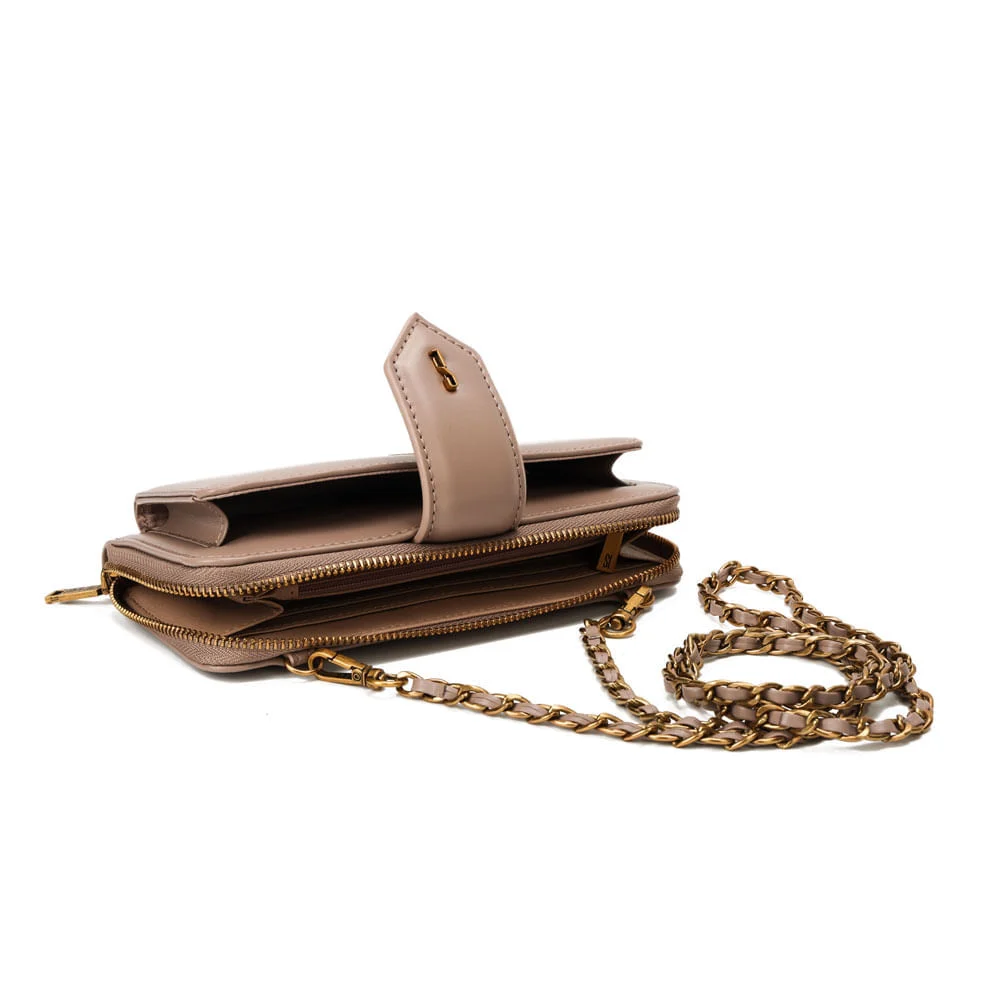 Bolsa Carteira Soft Com Caixa Alça De Ombro Corrente Rose - vista 8 de 8