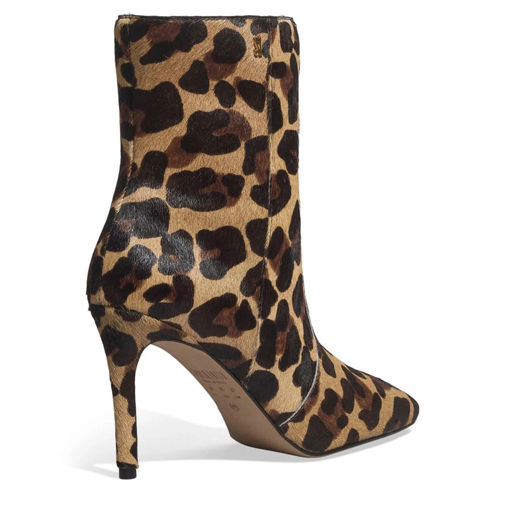Bota Cano Curto Couro Pelo Salto Fino Animal Print Onça - vista 3 de 3