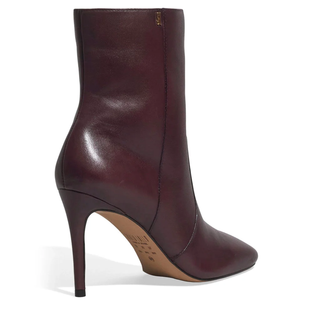 Bota Cano Curto Couro Soft Salto Fino Roxo Berry - vista 3 de 3