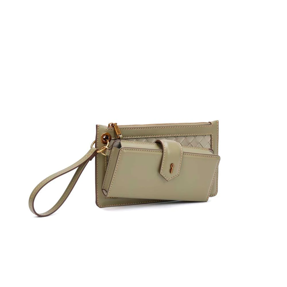Kit Necessaire Alça De Mão e Carteira Tressê Verde Pistache - vista 2 de 5