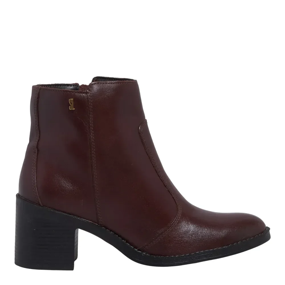 Bota Napa Confort Salto Baixo Grosso Marrom Dark - vista 1 de 3
