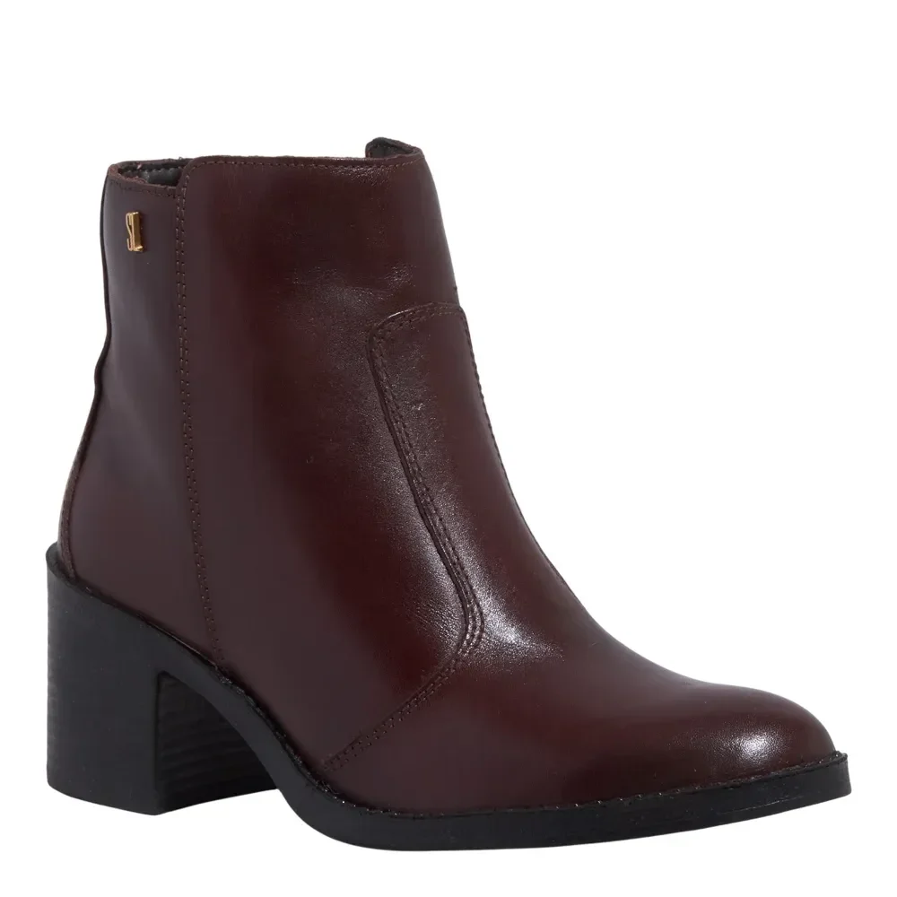 Bota Napa Confort Salto Baixo Grosso Marrom Dark - vista 2 de 3
