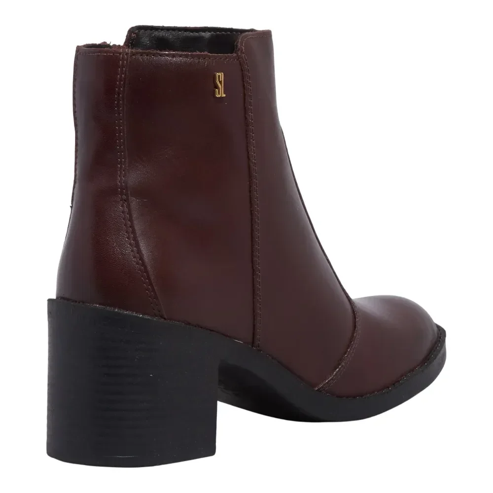 Bota Napa Confort Salto Baixo Grosso Marrom Dark - vista 3 de 3