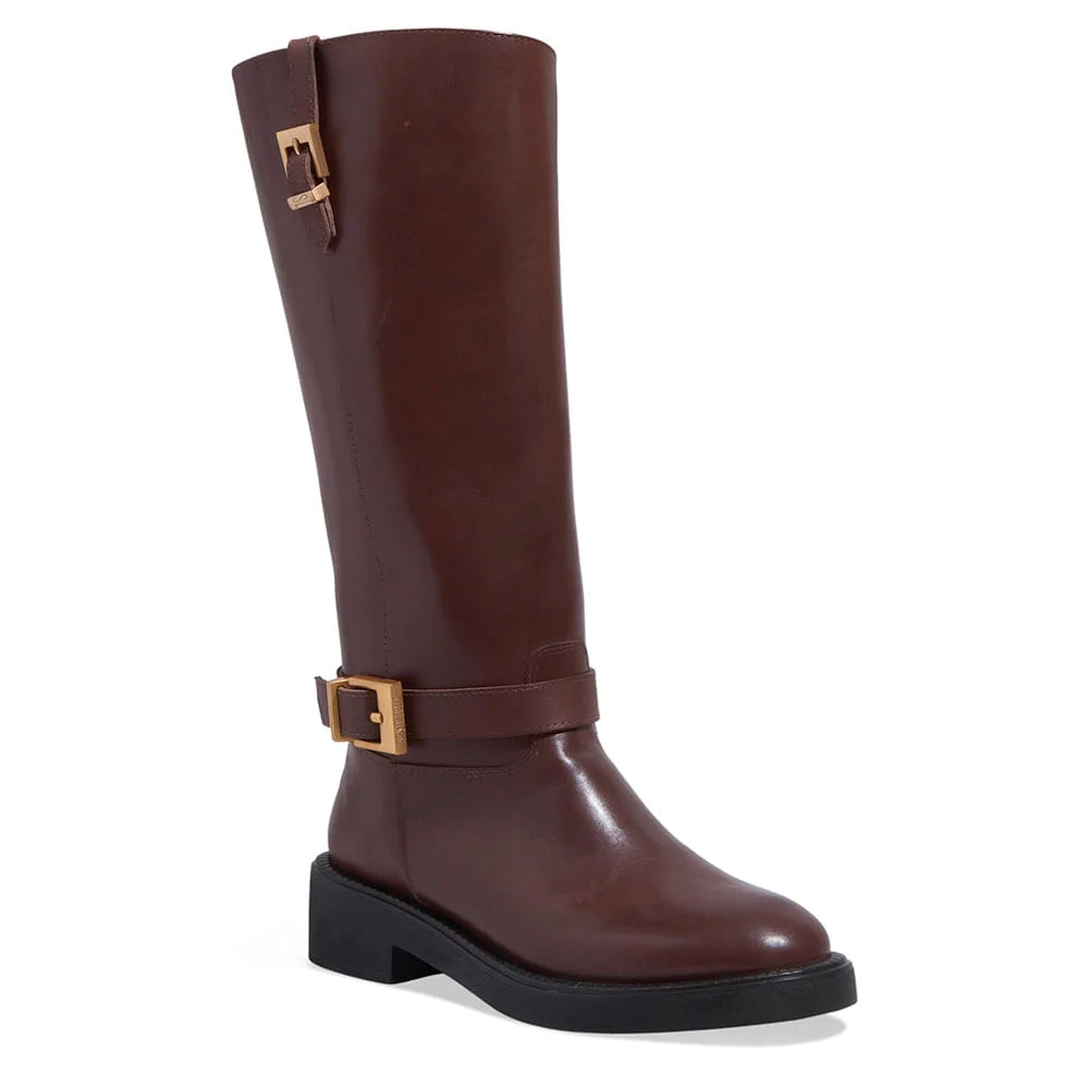Bota Couro Confort Boot Cano Alto Montaria Marrom Dark - vista 2 de 4