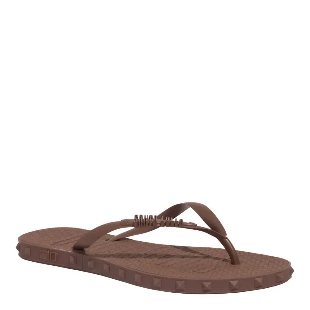 Chinelo Flip Flop Borracha Marrom Spikes - vista 2 de 4