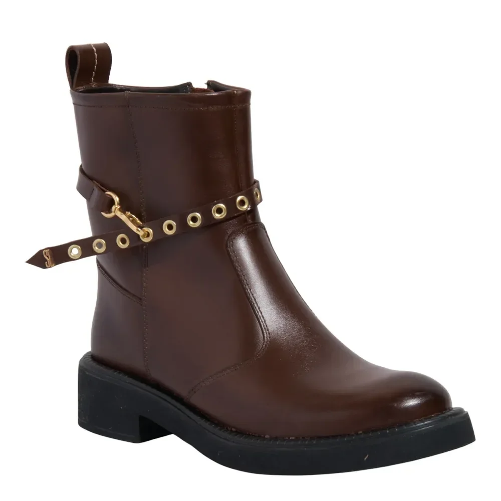 Bota Coturno Couro Confort Marrom Dark - vista 2 de 3