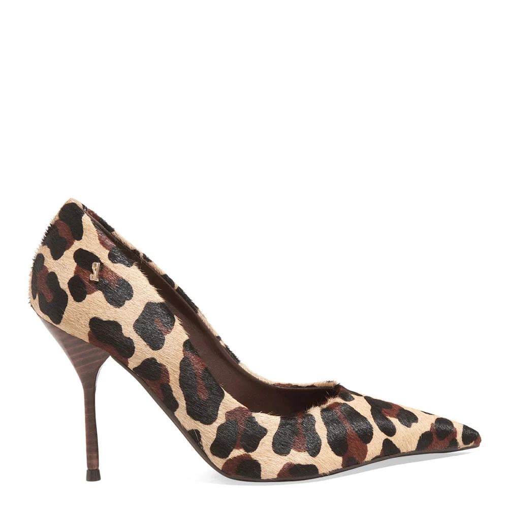 Scarpin Couro Pelo Animal Print Onça Salto Agulha - vista 1 de 4