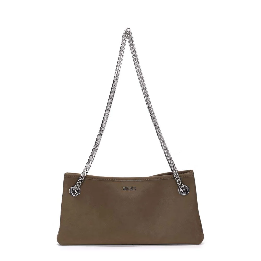 Bolsa Nobuck Verde Army Alça De Ombro Corrente - vista 1 de 3