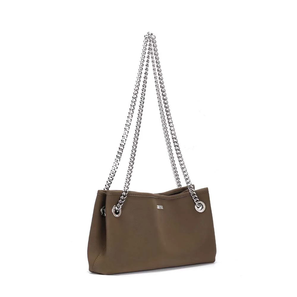 Bolsa Nobuck Verde Army Alça De Ombro Corrente - vista 2 de 3