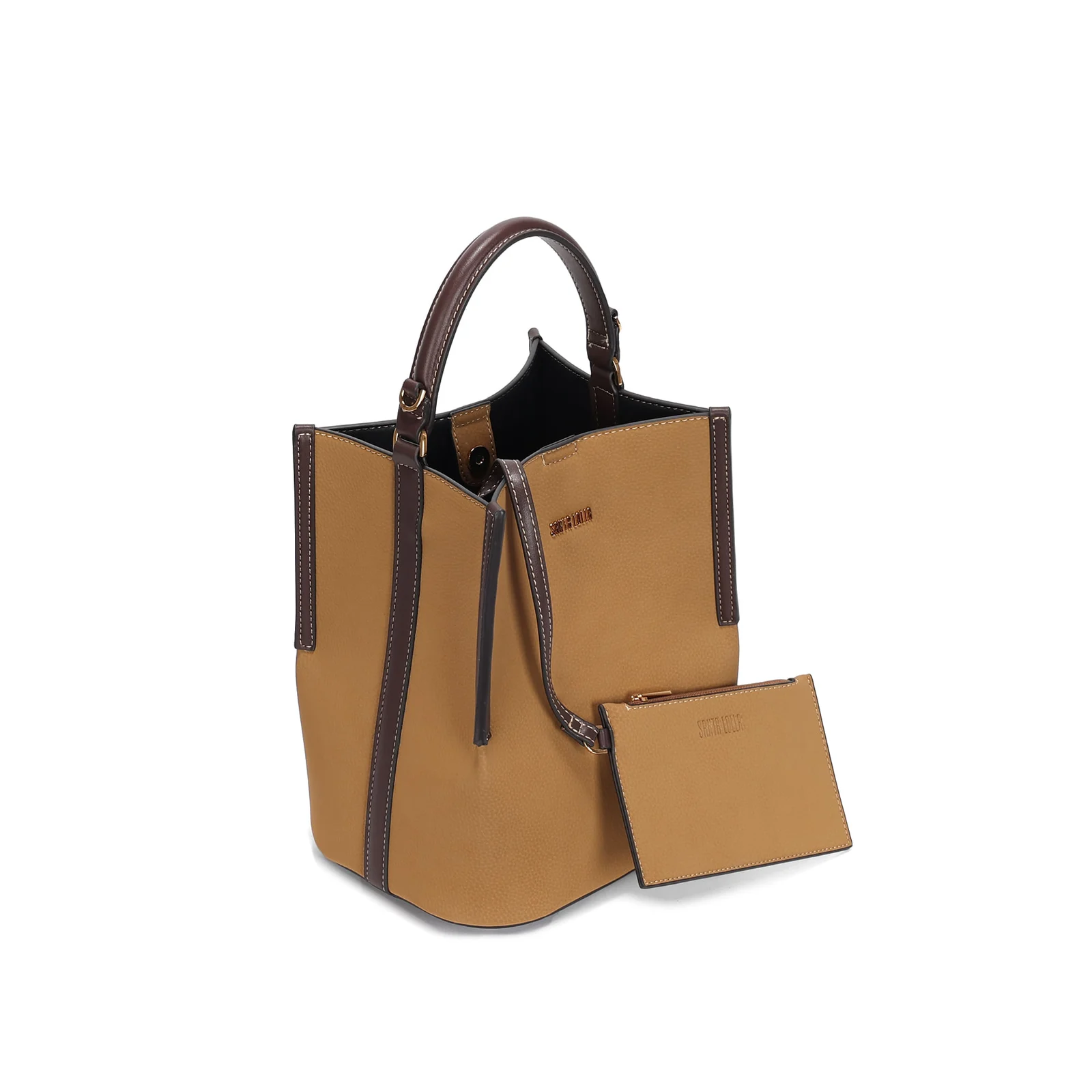 Bolsa Bucket Nobuck Marrom Alça Dupla - vista 3 de 3